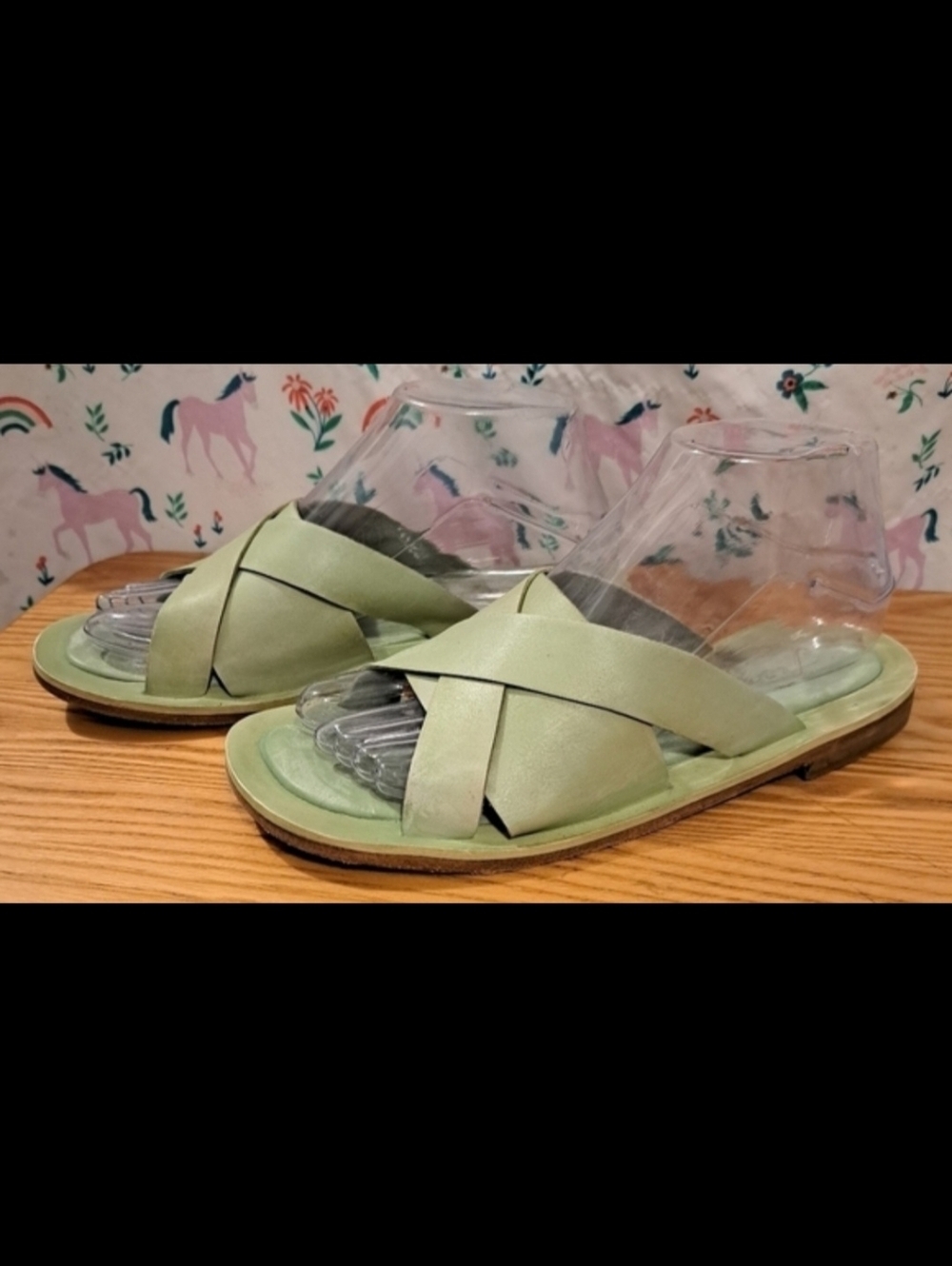 Free People Del Mar Green Leather Casual Summer Neutral Boho Sandal Shoe SZ 7